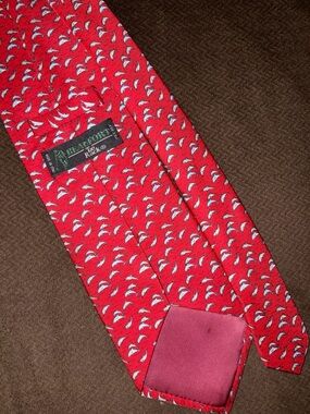 Red Whale Motif Silk Tie